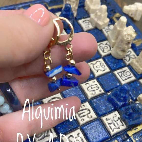 Alquimia Gold and Blue Earrings - Picture 2 of 5